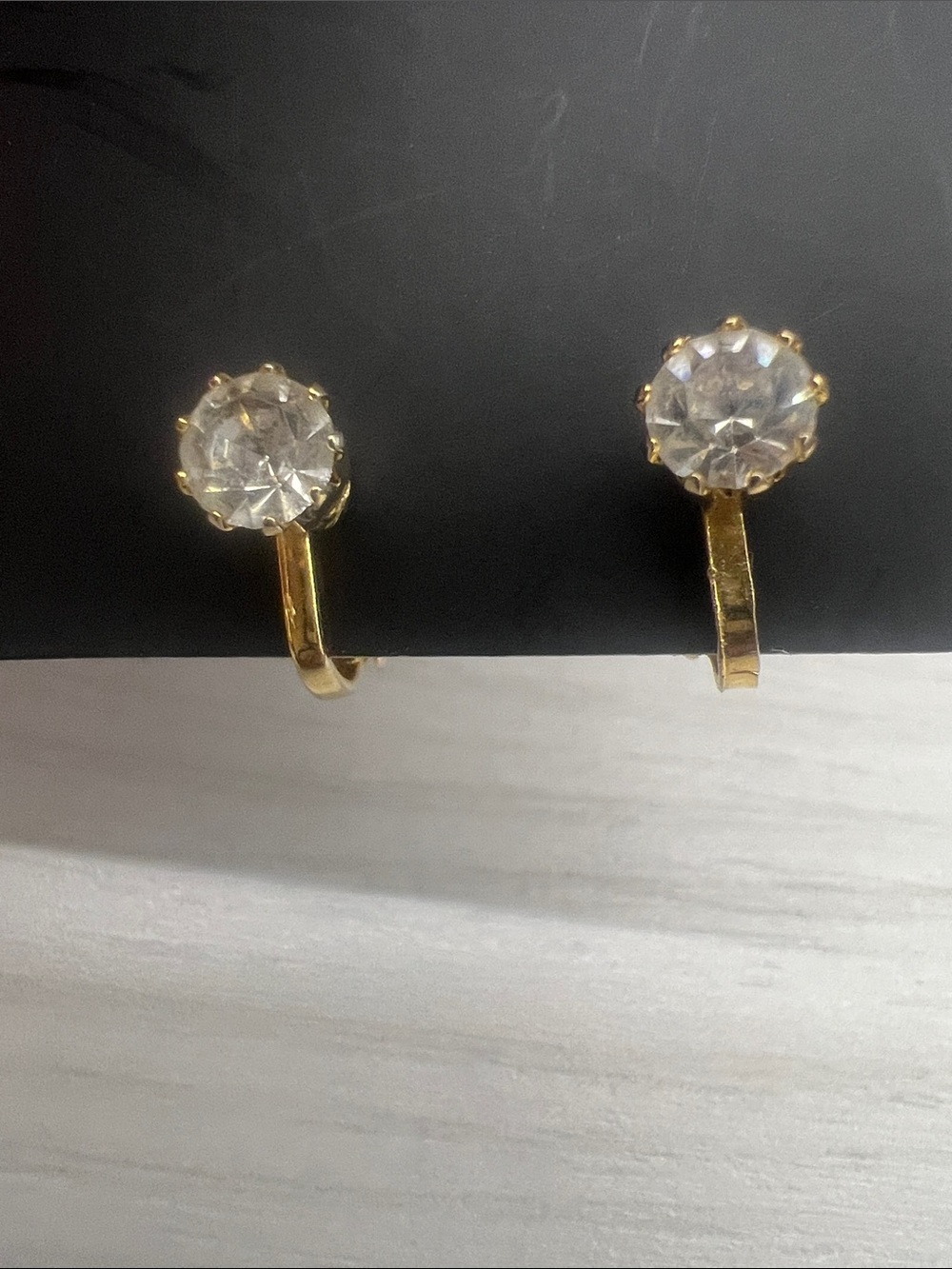 Gold-Tone Clear Crystal Clip-On Earrings - Brand Unbranded